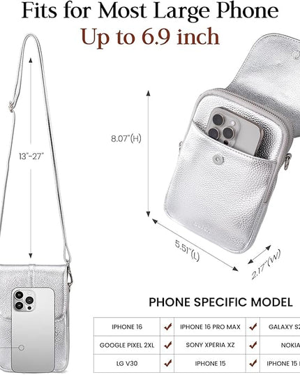 befen Genuine Leather Small Crossbody Bags for Women, Multi Pocket Cell Phone Crossbody Purse with RFID Blocking Card Slots