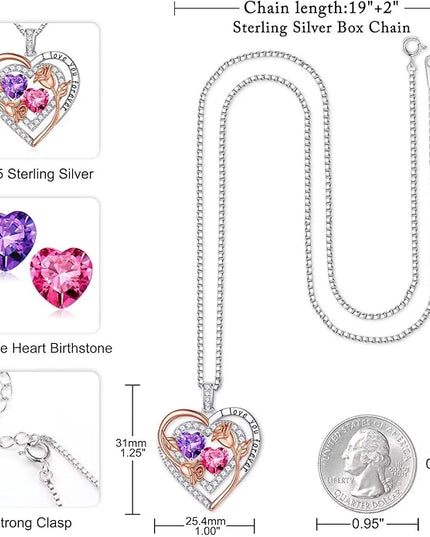 Iefil Christmas Gifts for Women - Sterling Silver Birthstone Necklace Anniversary Birthday Gifts for Her Wife Mom Daughter
