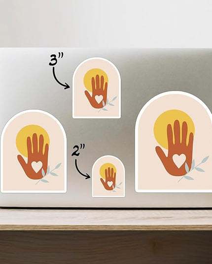 (3PCS) Sun Heart Hand Flowers Sticker for Phone Tablet Laptop Car Truck Window | 3" Sticker