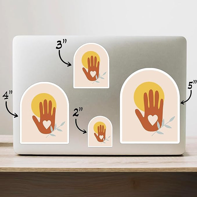 (3PCS) Sun Heart Hand Flowers Sticker for Phone Tablet Laptop Car Truck Window | 3" Sticker