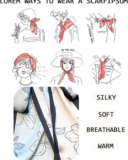 Head Scarf Purse Handle Neck Satin Hair Scarfs For Bag Lightweight Silky Long Thin Women's Fashion Scarves 59 * 5.9”