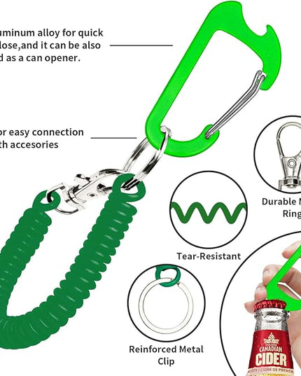 Phone Tether Lanyard Anti Theft Phone Strap with Carabiner Anti-Drop Outdoor Skiing Hiking Cycling Fishing Climbing fit iPhone and Most Cell Phone (Black+Green)