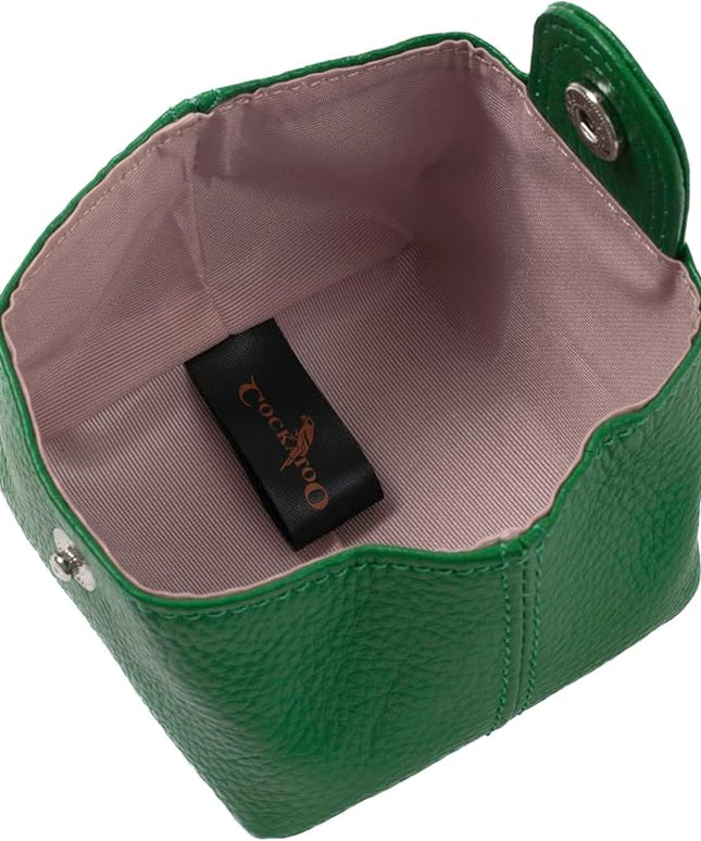 Cockatoo Genuine Leather Coin Pouch Change Holder, Mini Snap Pocket Wallet for Men Women (Hills, Large)
