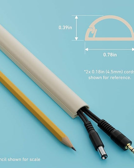 D-Line 157in Cord Hider Kit, Patented Cable Cover, Hide Wires on Wall, Channel for TV Mount Cords, Raceway Wire Hiders, Paintable, Adhesive, Half Round, 10x 0.78in W x 0.39in H x 15.7in L, Beige