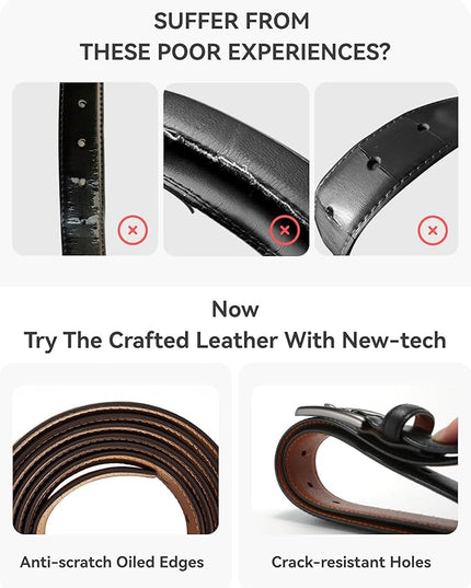 CHAOREN Leather Dress Belt Men 2 Pack - 1 3/8" Mens Belts for Work Business Casual Jeans