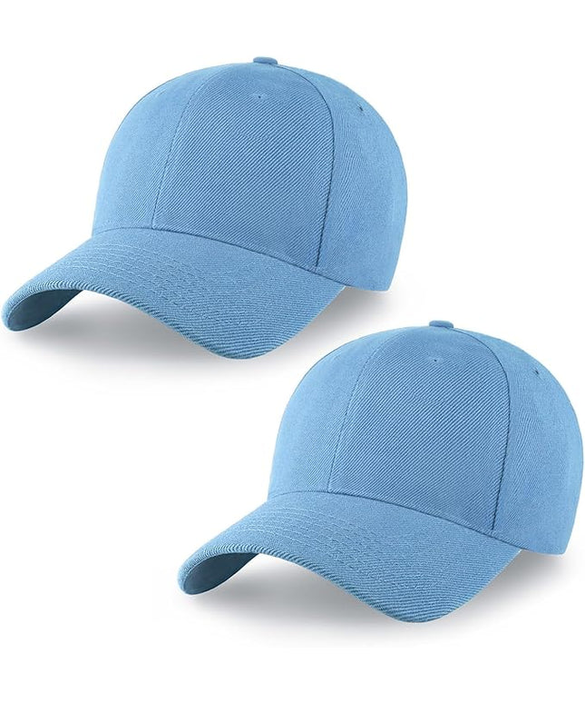 2-Pack Classic Structured Baseball Cap Adjustable Snapback Multipack Ball Caps for Custom Embroidery Running Workouts Outdoor