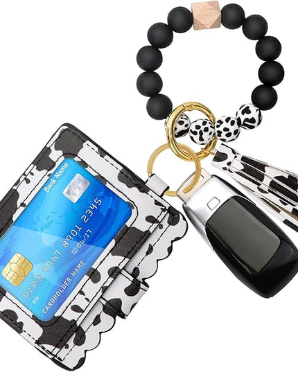 Wristlet Keychain for Women Silicone Key Ring Bracelet Wristlet Wallet Bracelet Keychain Card Holder Keyring