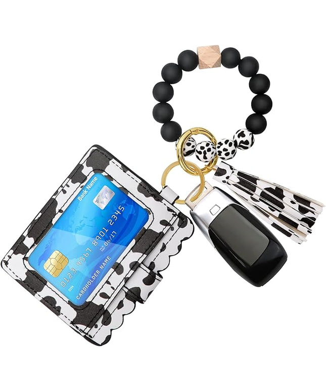 Wristlet Keychain for Women Silicone Key Ring Bracelet Wristlet Wallet Bracelet Keychain Card Holder Keyring