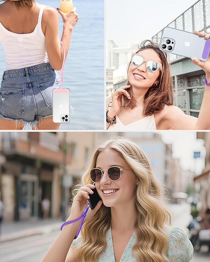 MoKo 2 Pack Phone Wrist Strap Anti-theft, Adjustable Hand Wrist Phone Lanyard with 360° Rotating Hook and Tether Tabs, Cellphone Wristlet Strap for iPhone, Most Smartphones, RoseGold & Purple