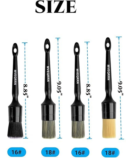 6pcs Car Detailing Brush Set-2pcs Boars Hair Car Detailing Brushes,2pcs Ultra Soft No Scratch Detailing Brush for Air Vent,Leather Seat 2pcs Detail Brushes car Detailing for Interior Exterior