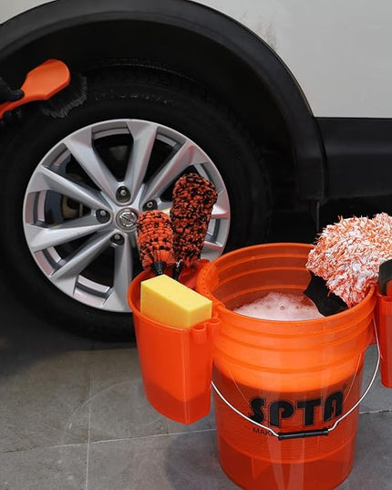 SPTA 33Pcs Car Wash Bucket Set, 20L Scratch Free Detailing Bucket with Car Wash Filter Wash Mitt Sponge Towels Tire Detailing Brush Set, Exterior Interior Car Detailing Set, Complete Car Care Tools