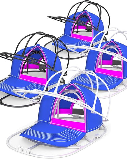 YEENOR Hat Washer Cage for Washing Machine - Baseball Cap Cleaner Rack, Ball Cap Washing, Dishwasher Safe, Perfect for Cleaning and Protecting Hats in Dishwasher (White/Black 4 Pack (Assembly))