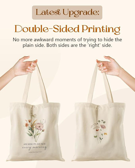 Canvas Tote Bag with Pockets - Aesthetic Reusable Totes for Women Ladies Cute Printed Cloths Canvas Shoulder Bag