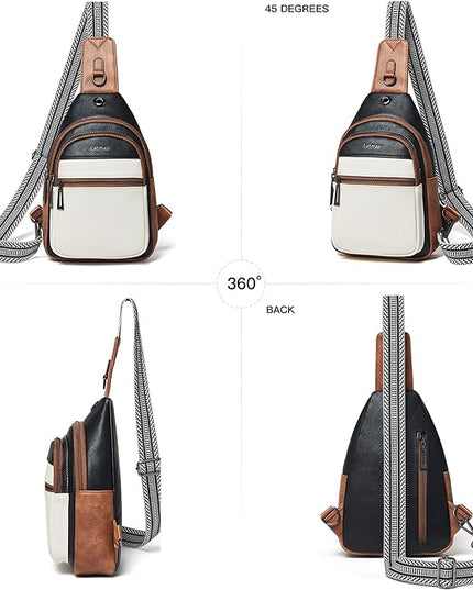 Sling Bag For Women Faux Leather Small Casual Daypack Backpack Fanny Pack Crossbody Chest Bags Purse