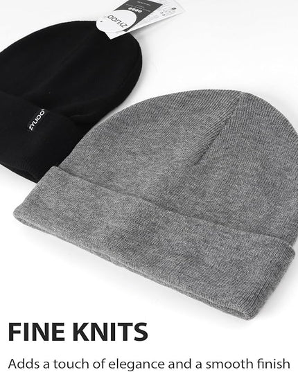 Zylioo Oversize Beanie Hats, XXL Big Size Ribbed Knit Cuffed Winter Hat for Cold Weather, Warm Skull Watch Cap
