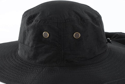 Home Prefer UPF50 Mens Sun Hat with Neck Flap Quick Dry UV Protection Cap Womens Wide Brim Fishing Hat Neck Flap Beach Garden