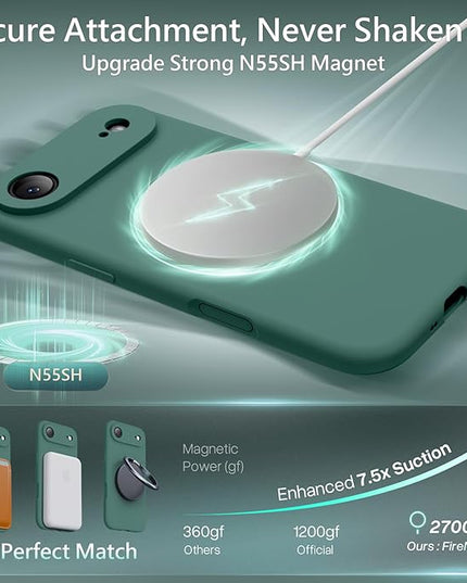 FireNova Magnetic for iPhone Air Case, Compatible with MagSafe, [Integrated Silicone Camera Control Button] [Camera Protection] Microfiber Lining Phone Case for iPhone 17 Air, 6.5", Midnight Green