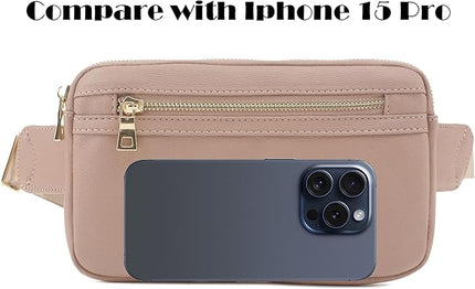 LOVESOME Vegan Leather Waist Bag Fanny Pack Crossbody Bag with Adjustable Strap for Women (Taupe)