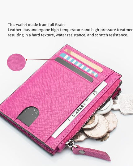ilovever Slim Wallet for Women Small Leather RFID Blocking Credit Card Holder Minimalist Front Pocket Wallet with Coin Purses & Pouches,RoseRed