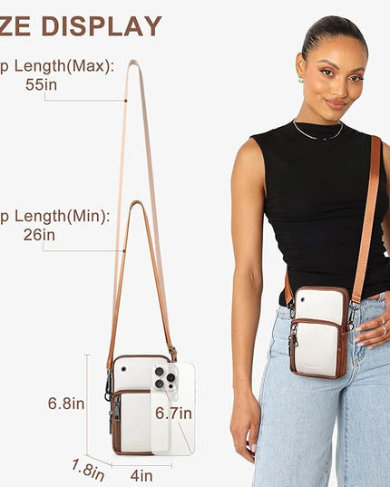 Bluome Small Crossbody Phone Purse for Women –PU Leather Crossbody Handbag Wallets Shoulder Travel Bag with Headphone Jack