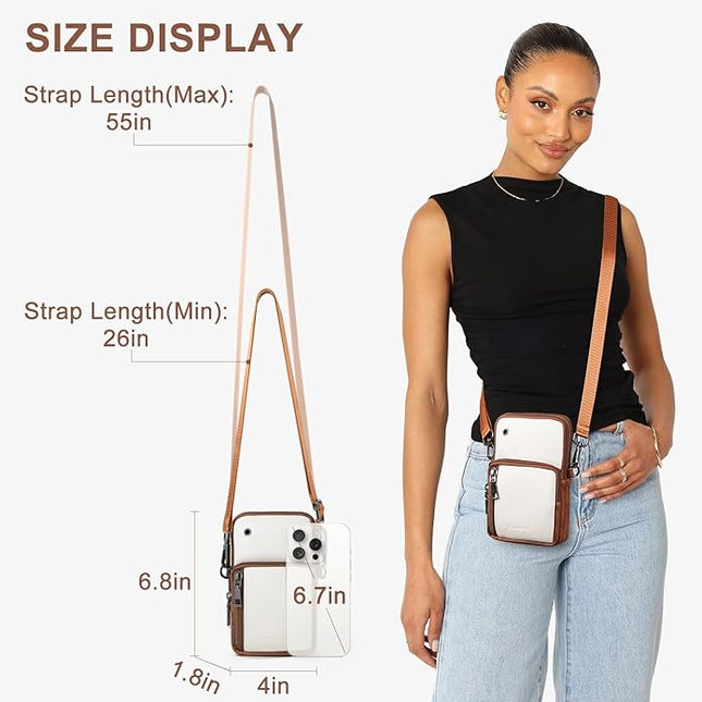 Bluome Small Crossbody Phone Purse for Women –PU Leather Crossbody Handbag Wallets Shoulder Travel Bag with Headphone Jack
