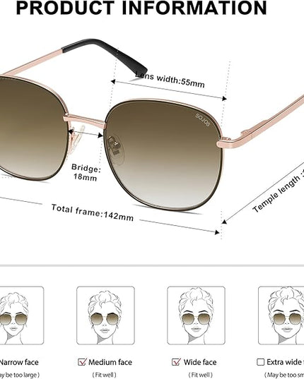 SOJOS Classic Trendy Square Sunglasses for Women Men Cute Big Frame Gold Shades SJ1137