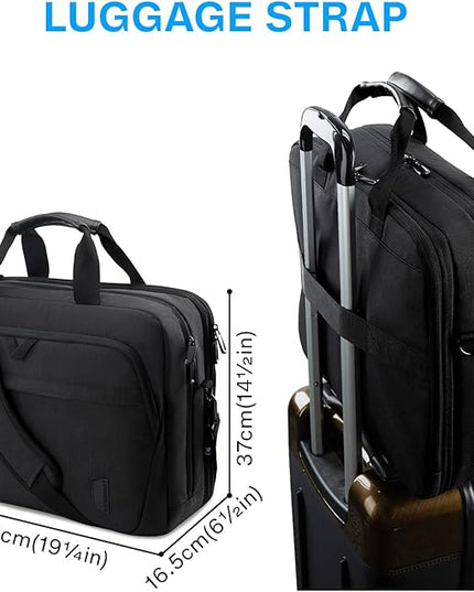 BAGSMART 18 Inch Laptop Bag, Expandable Briefcase, Computer Bag Men Women, Laptop Shoulder Bag, Work Bag Business Travel Office - Black