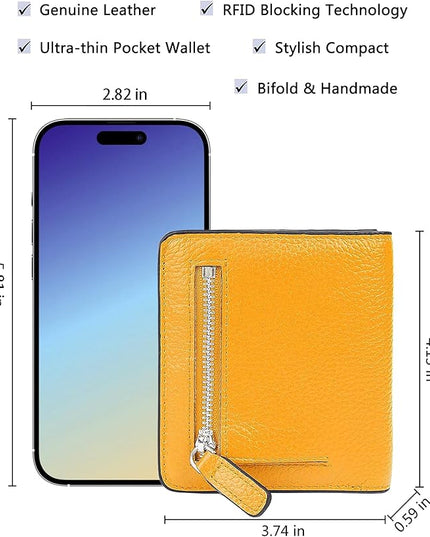 AINIMOER Small Leather Wallet for Women, Ladies Credit Card Holder RFID Blocking Women's Mini Bifold Pocket Purse