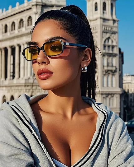 MASDUN Polarized Narrow Rectangle Sunglasses for Women Men Trendy Y2k Retro 90s Sun Glasses (3 Pack)
