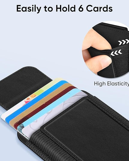 FINPAC MagSafe Wallet, Magnetic Card Wallet Holder for iPhone 17/16/15/14/13/12 Series, Safe RFID Blocking Slim Leather 6 Card Holder for Women Men