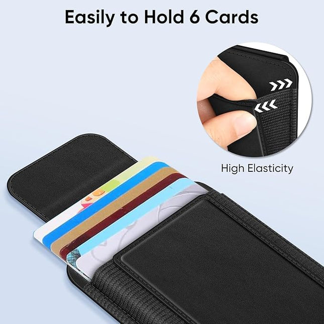 FINPAC MagSafe Wallet, Magnetic Card Wallet Holder for iPhone 17/16/15/14/13/12 Series, Safe RFID Blocking Slim Leather 6 Card Holder for Women Men