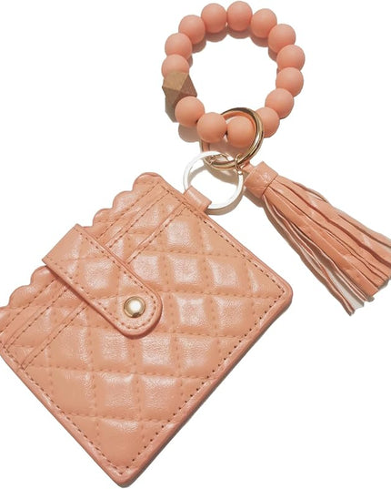 Wristlet Keychain for Women Silicone Key Ring Bracelet Wristlet Wallet Bracelet Keychain Card Holder Keyring