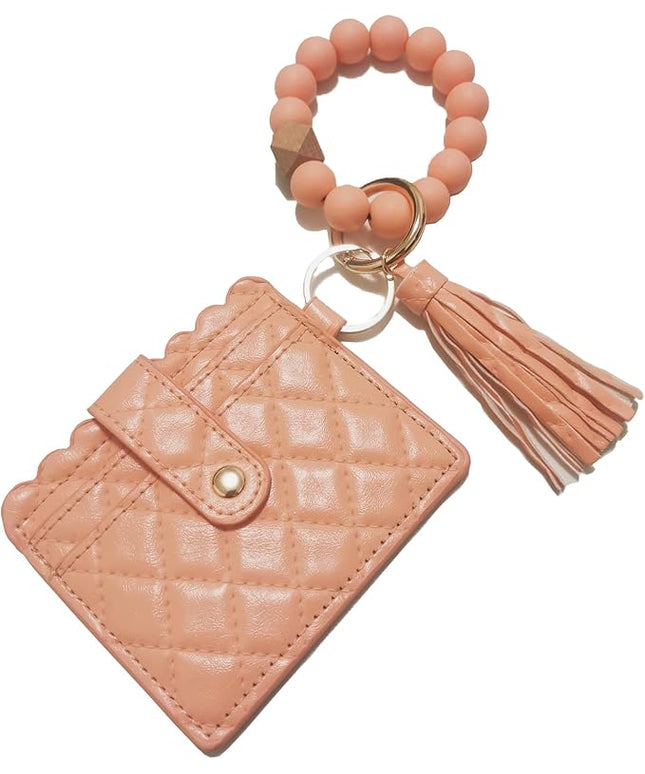 Wristlet Keychain for Women Silicone Key Ring Bracelet Wristlet Wallet Bracelet Keychain Card Holder Keyring