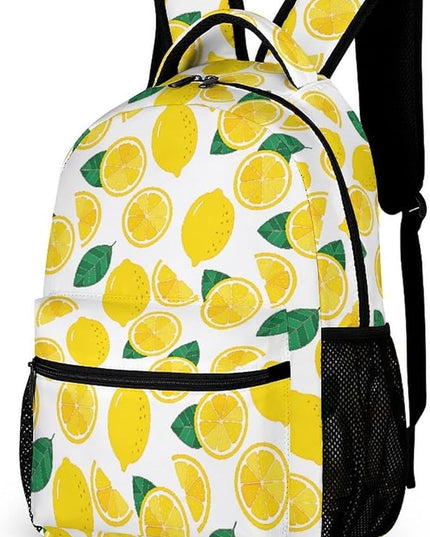 Fashion Lemon Leaf Backpack Lightweight Large Capacity Laptop Daybag for Travel Work