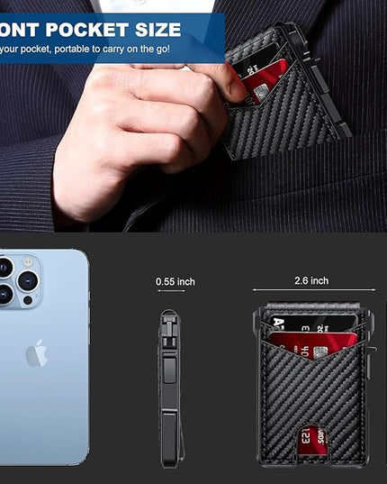 ZALVEX Wallet for Men, Mens Minimalist Wallet 9-13 Cards, Slim Compact Wallet with Money Clip & ID Window, RFID Blocking Smart Pop Up Card Wallet, Metal Aluminum Credit Card Holder Bifold Wallet