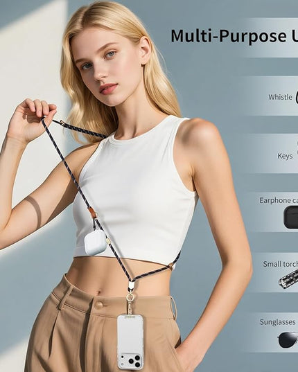 memumi 3-in-1 360° Rotating Adjustable Phone Lanyard Crossbody, Anti-Theft Neck & Wrist Strap for iPhone 17Pro max/All Phones