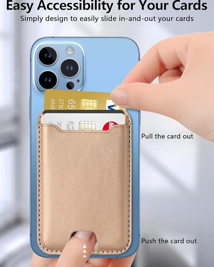 TopMade for Magsafe Wallet, Strongest Magnetic Card Holder for iPhone 17, iPhone 16/15/14/13/12 Series, Magnetic Phone Wallet with Powerful Magnets, RFID Blocking, Fit 4 Cards, Desert Titanium Gold