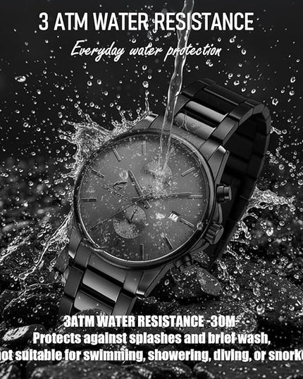Stylish Stainless Steel Chronograph Watches for Men with a Hefty, Solid-Build Feel — Waterproof Quartz Mens Watches with Auto Date & Second Subdials, Valentines Day Gifts for Him, Boyfriend, Husband, Dad