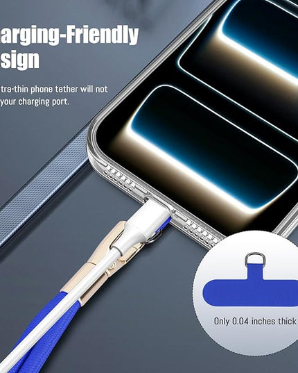 Dadanism Phone Lanyard 2 Pack, 2x Adjustable Crossbody Phone Strap, 2x Tether Tab, Anti-theft Universal Cellphone Multifuctional Patch Lanyards for iPhone & Most Smartphones, Blue+Black