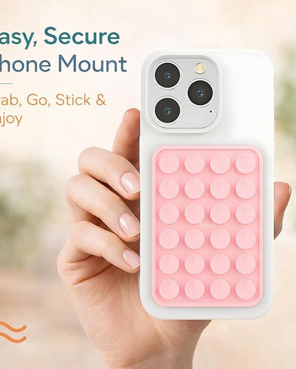 Suction Phone Case Mount, Phone Sticky Grip for iPhone and Android, Adhesive Phone Accessory, Hands-Free Mirror Shower Phone Holder for Videos and Selfies (Chalk Pink)