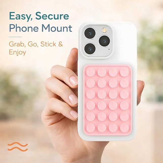 Suction Phone Case Mount, Phone Sticky Grip for iPhone and Android, Adhesive Phone Accessory, Hands-Free Mirror Shower Phone Holder for Videos and Selfies (Chalk Pink)