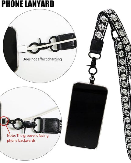Adjustable Lanyard for Phone, Camera, Name Tags, ID card, Keychain and Wristlet Straps with 2 phone pads(Black)