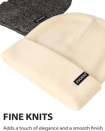 Zylioo Oversize Beanie Hats, XXL Big Size Ribbed Knit Cuffed Winter Hat for Cold Weather, Warm Skull Watch Cap