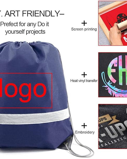BeeGreen Drawstring Backpack Bags 20,30,50 Packs Reflective String Bags for Gym Sport Trip Cinch Sack DIY for Women Men
