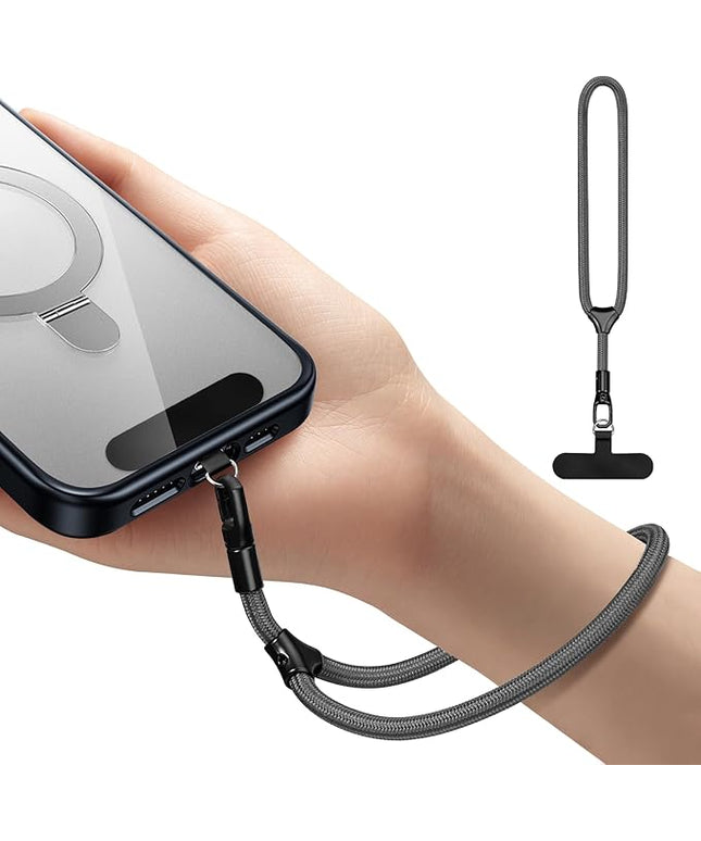 Dadanism Phone Wrist Strap, Universal Adjustable Hand Wrist Strap Lanyard for iPhone 17 and Most Smartphones, Multifunctional Patch Lanyard with Phone Tether Tab for Women and Men, Space Gray