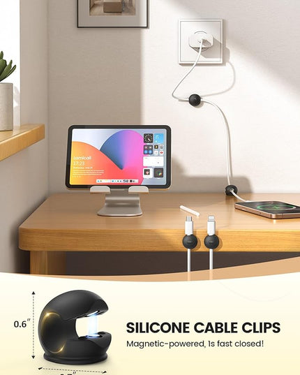 Lamicall 12Pack Magnetic Cord Organizer, Desk Desktop Dorm Organizer Decor Accessories, Silicone Mini Cable Management Clips for Phone Charger Cable, Cord Holder for Nightstand Home Office