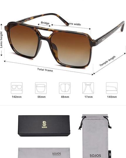 SOJOS Trendy Vintage Aviator Square Sunglasses For Womens Mens Retro 70s UV400 Women Sun Glasses SJ2327