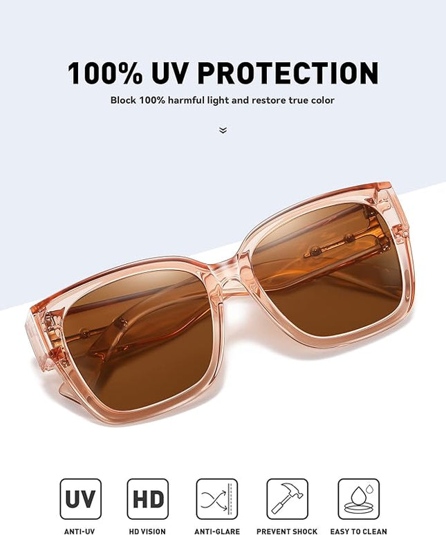 MEETSUN Oversized Fit Over Glasses Sunglasses for Women Men Large Trendy Polarized Sunglasses for Driving UV Protection