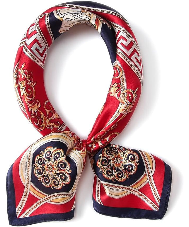 ANDANTINO 100% Mulberry Silk Scarf -21” Lightweight Square Neckerchief – Breathable Digital Printed Scarves with Gift Packed