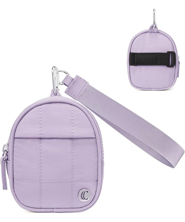 CLUCI Mini Backpack Keychain Wallet Small Change Quilted Coin Purse Cute Puffer Wristlet Pouch with 3 RFID Card Slots